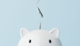 Save money and investment concept. Closeup piggy bank and silver coins falling. 3d rendering illustration